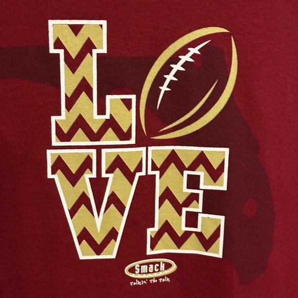 Cute Love Football Shirt, Football T-shirt, Football Fan Graphic Garnet in color - Picture 2 of 5